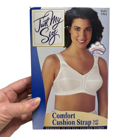 Just My Size Comfort Cushion Strap Soft Cup Full Figure Bra Style 1963 White 44D - Picture 10 of 10